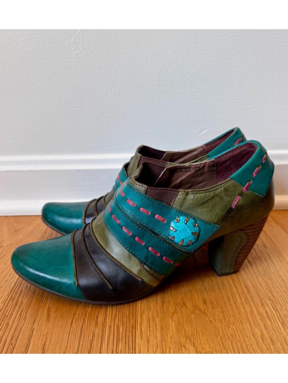 L'Artiste Spring Step Wondrous Heeled Bootie Colorful Leather Mary Jane EU 40